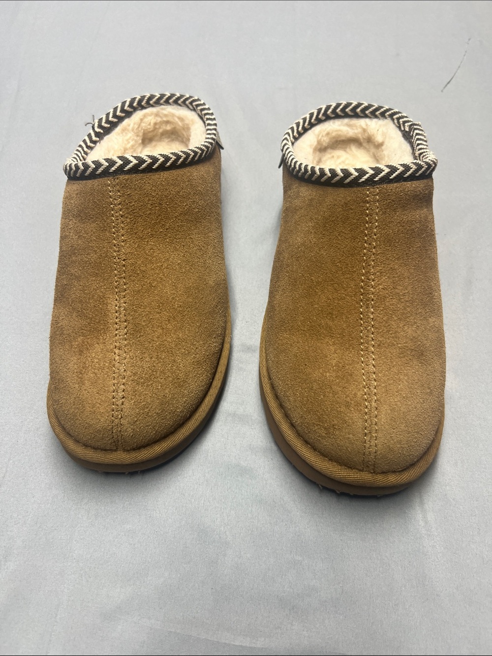 BearPaw Chestnut Brown Suede Shearling Mule Slippers 0817